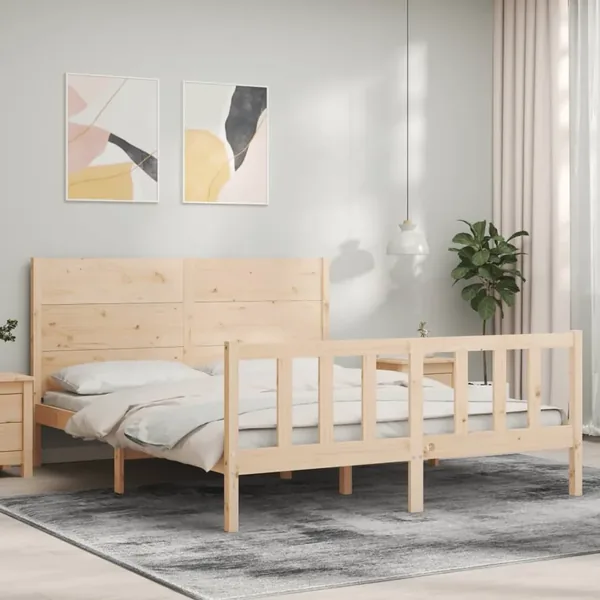 Cadre de lit sans matelas 160x200 cm bois massif de pin