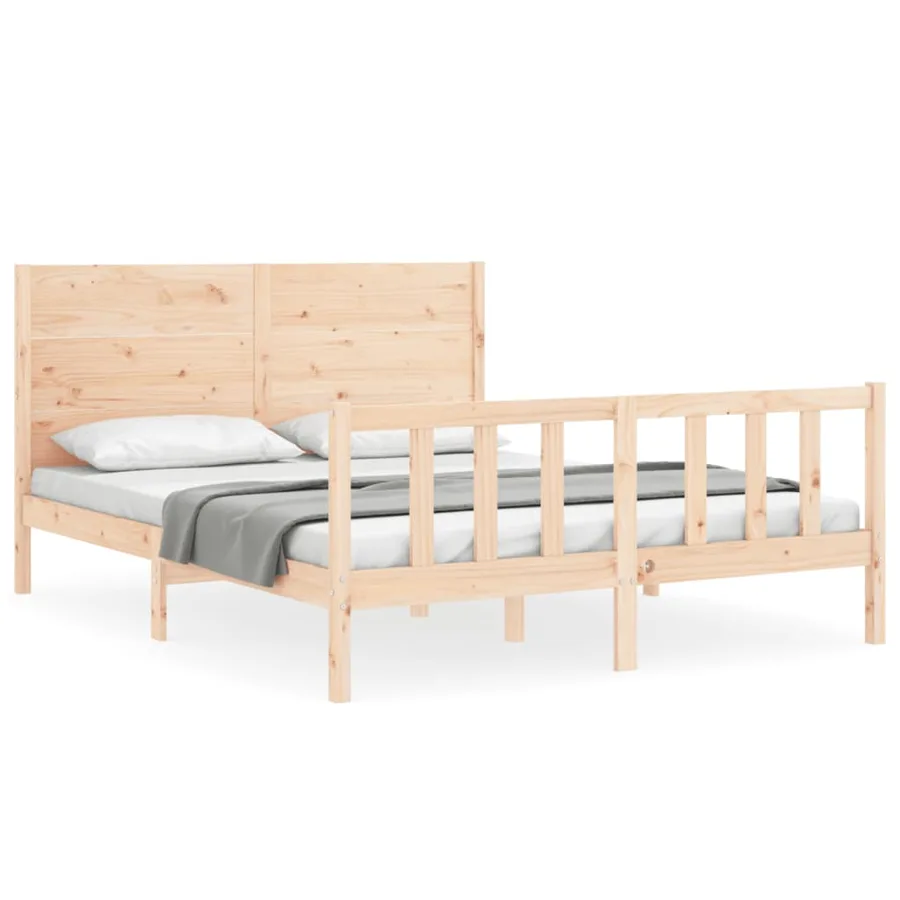 Cadre de lit sans matelas 160x200 cm bois massif de pin - 2