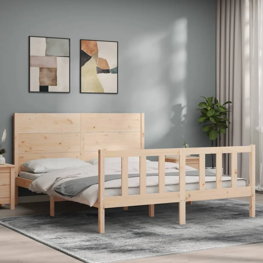Cadre de lit sans matelas 160x200 cm bois massif de pin - 3
