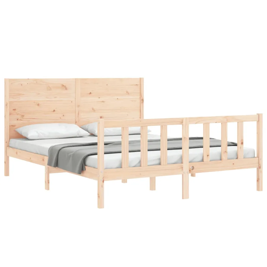 Cadre de lit sans matelas 160x200 cm bois massif de pin - 4