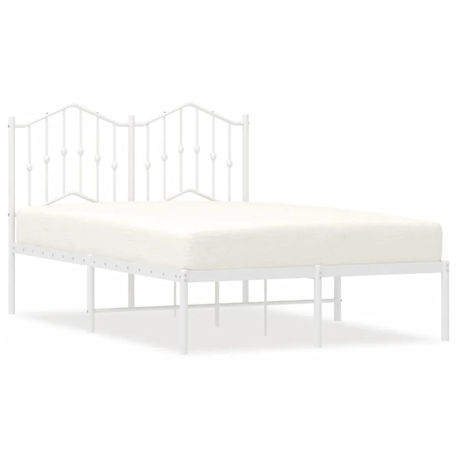 Cadre de lit métal sans matelas et tête de lit blanc 120x190 cm - 2