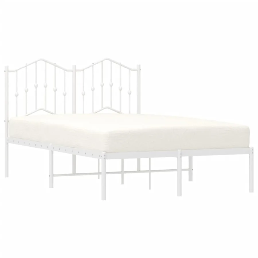 Cadre de lit métal sans matelas et tête de lit blanc 120x190 cm - 3
