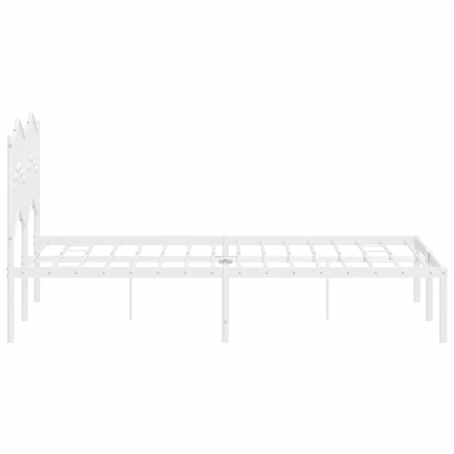 Cadre de lit métal sans matelas et tête de lit blanc 120x190 cm - 6