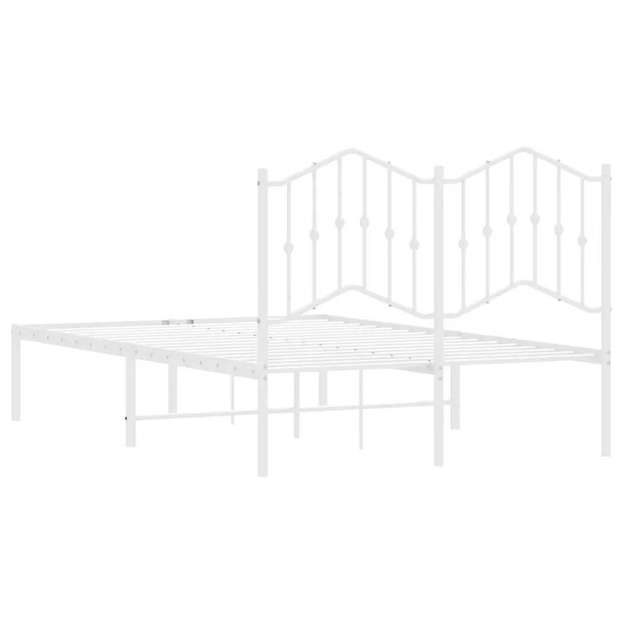 Cadre de lit métal sans matelas et tête de lit blanc 120x190 cm - 7