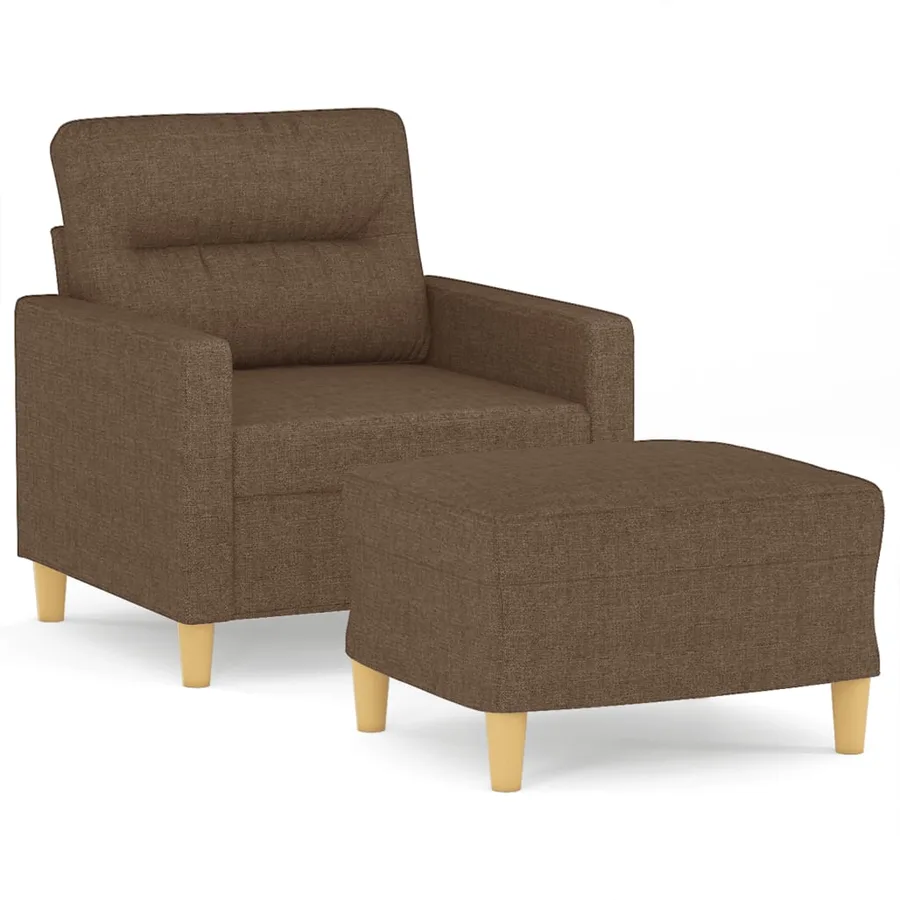 Fauteuil avec repose-pied Marron 60 cm Tissu - 2