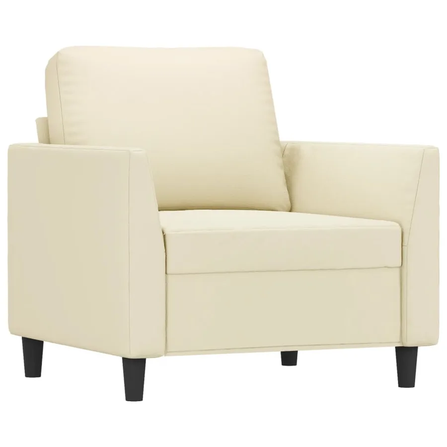 Fauteuil avec repose-pied Crème 60 cm Similicuir - 4