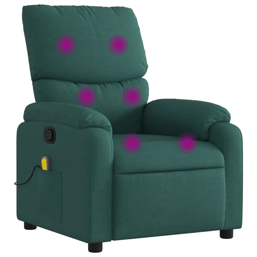 Fauteuil inclinable de massage vert foncé tissu - 2