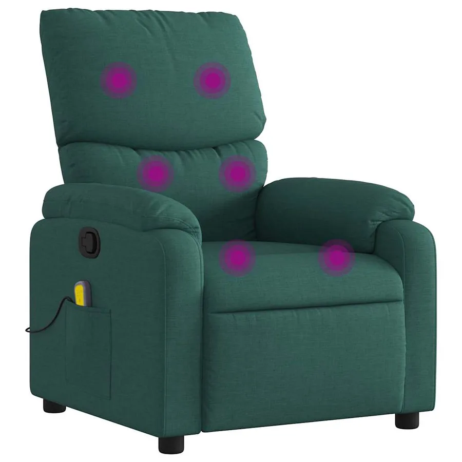 Fauteuil de massage inclinable Vert foncé Tissu - 2