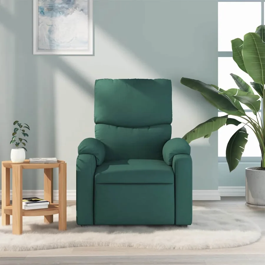 Fauteuil de massage inclinable Vert foncé Tissu - 3
