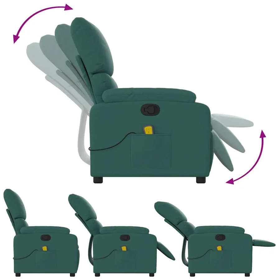 Fauteuil de massage inclinable Vert foncé Tissu - 8