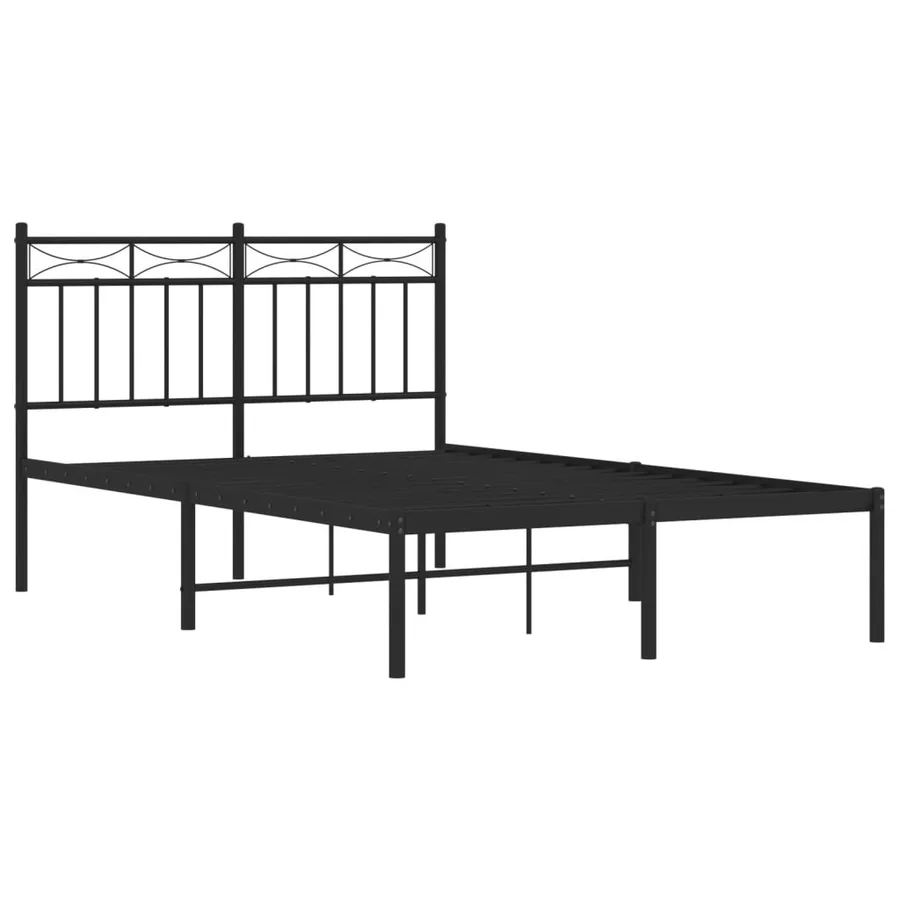 Cadre de lit métal sans matelas avec tête de lit noir 120x190cm - 4