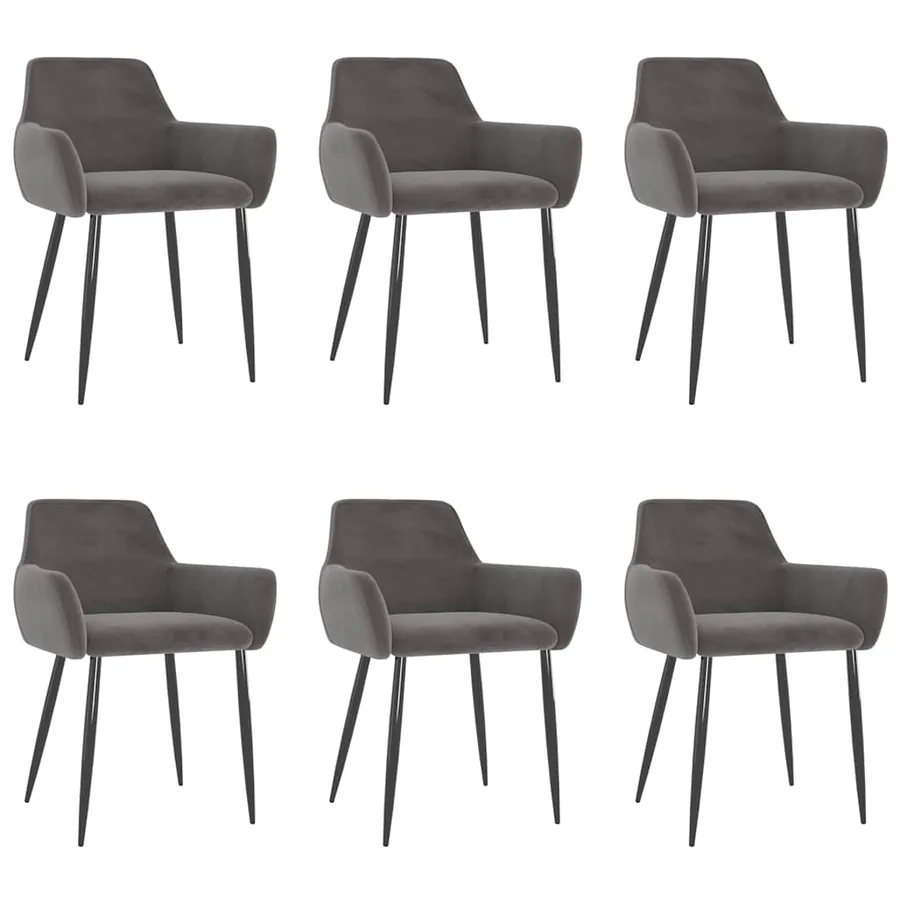 Chaises à manger lot de 6 gris foncé velours