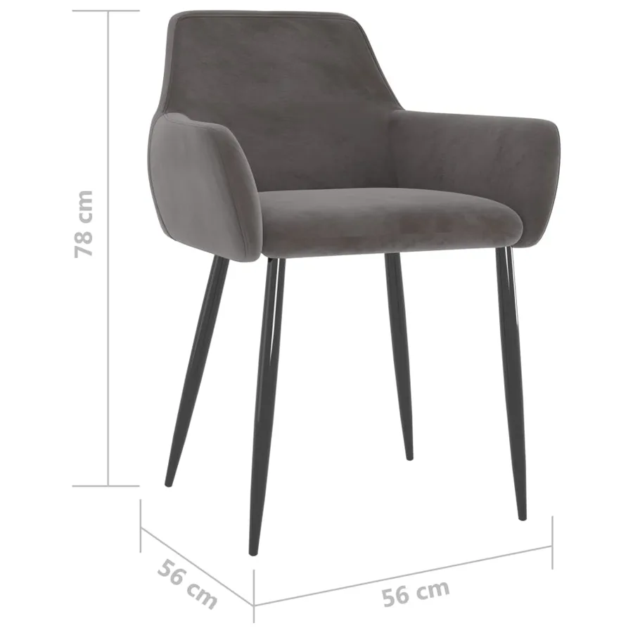 Chaises à manger lot de 6 gris foncé velours - 7