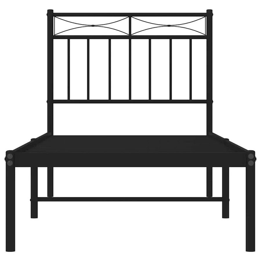 Cadre de lit métal sans matelas avec tête de lit noir 75x190 cm - 5