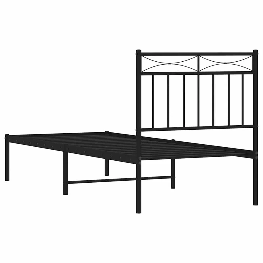 Cadre de lit métal sans matelas avec tête de lit noir 75x190 cm - 7