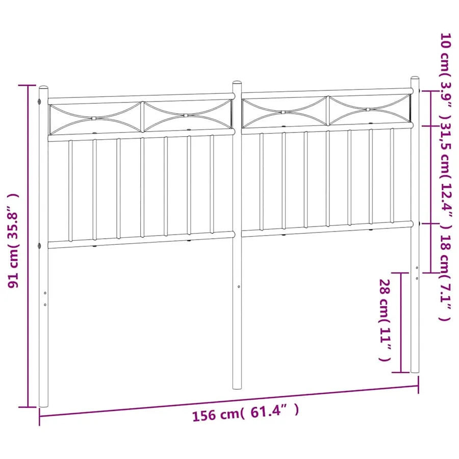 Tête de lit de remplacement métal noir 150 cm - 7