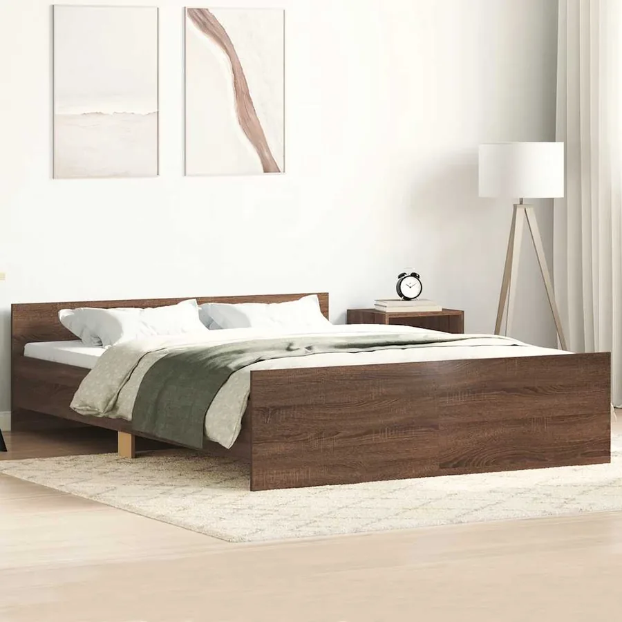Cadre de lit sans matelas chêne marron 140x190 cm
