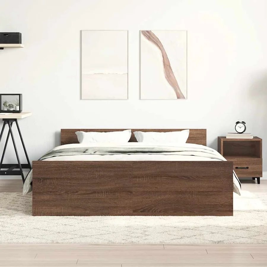 Cadre de lit sans matelas chêne marron 140x190 cm - 3