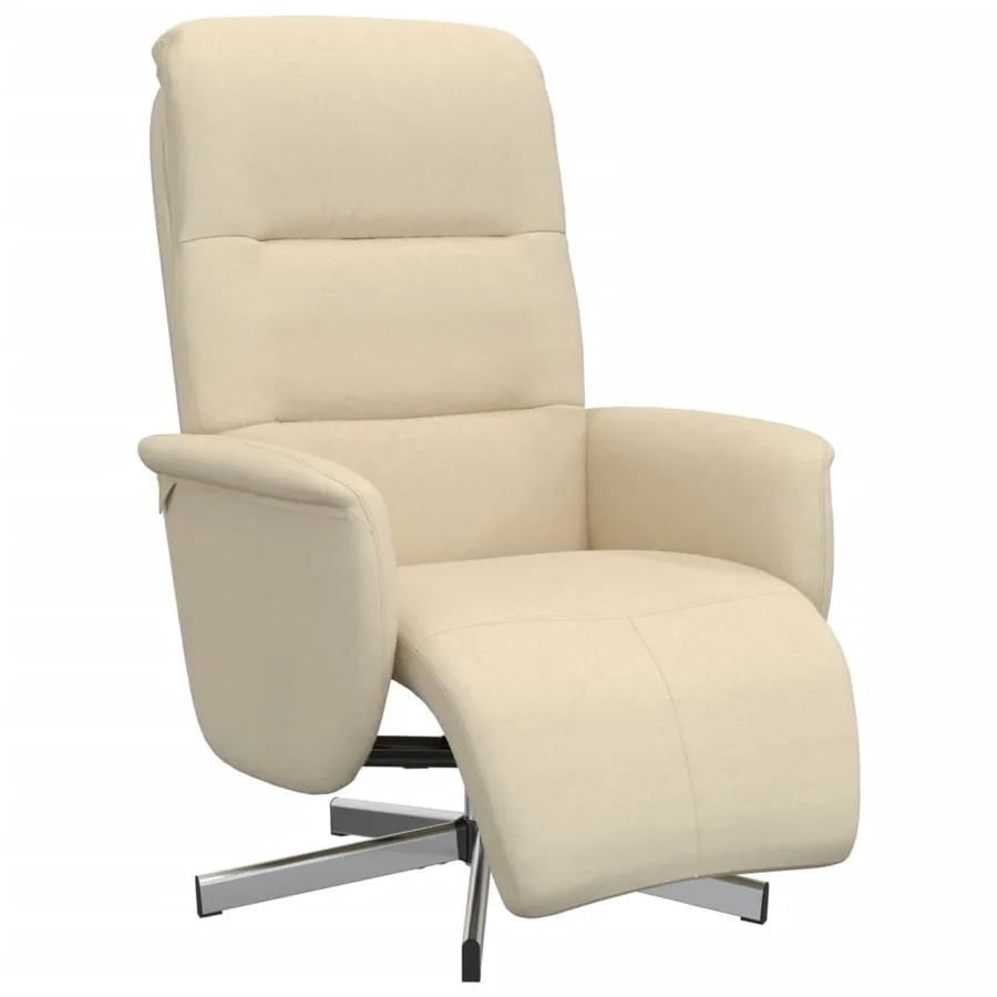 Fauteuil inclinable avec repose-pied crème tissu - 2
