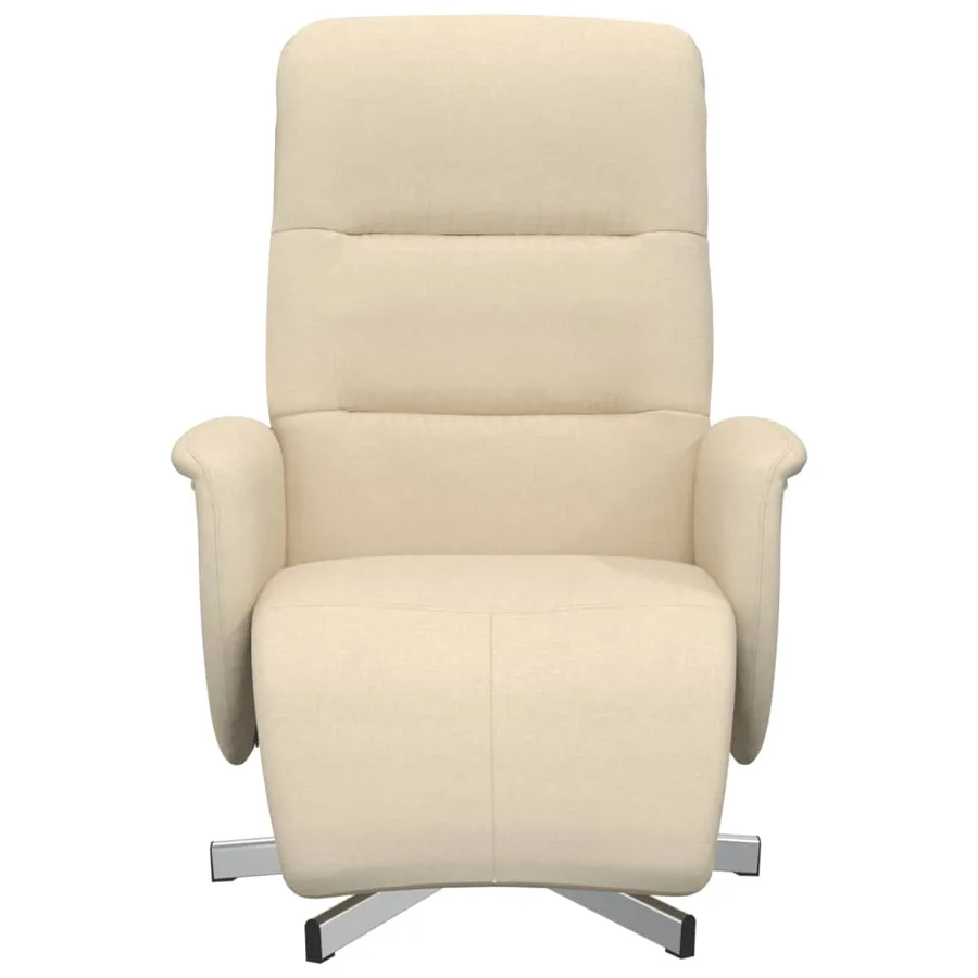 Fauteuil inclinable avec repose-pied crème tissu - 3
