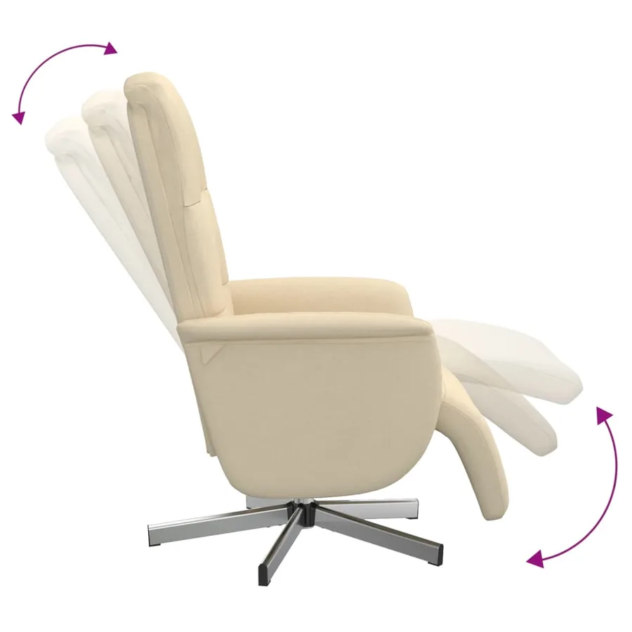Fauteuil inclinable avec repose-pied crème tissu - 6
