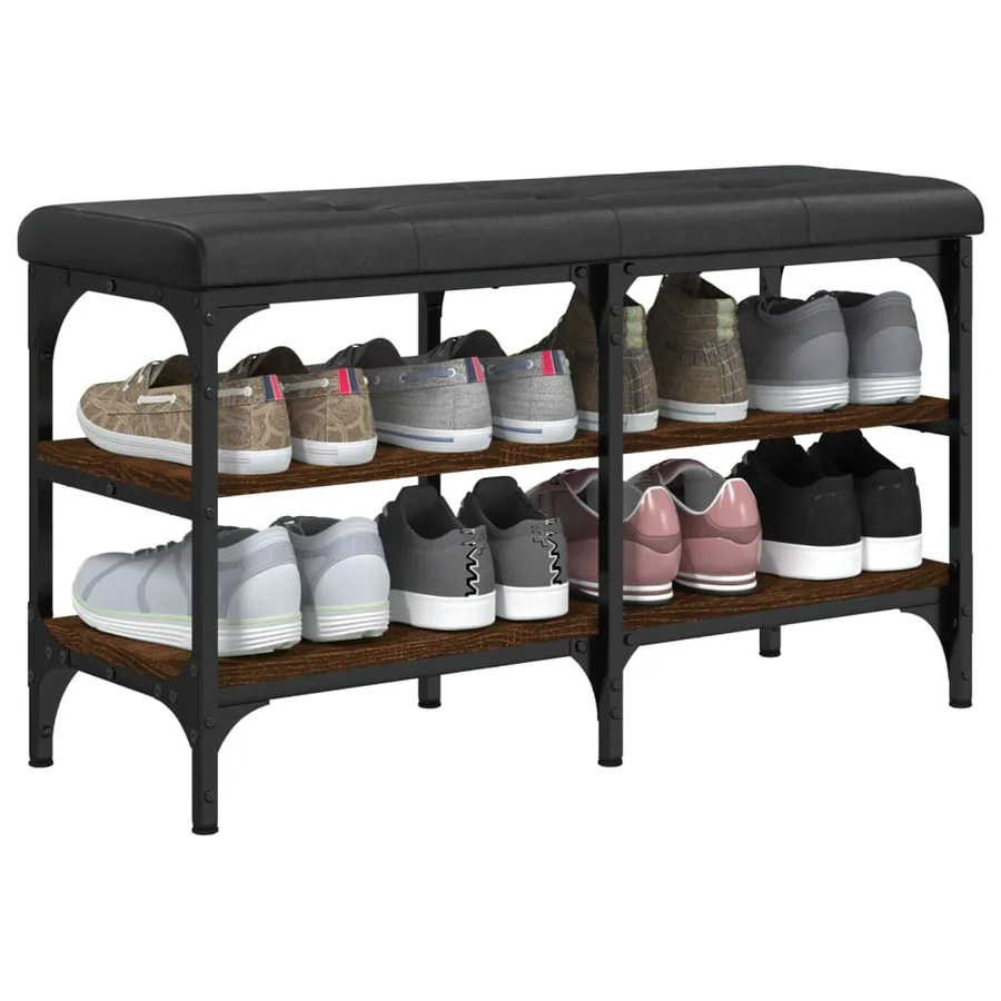 Banc à chaussures chêne marron 82x32x47 cm Bois d'ingénierie - 4