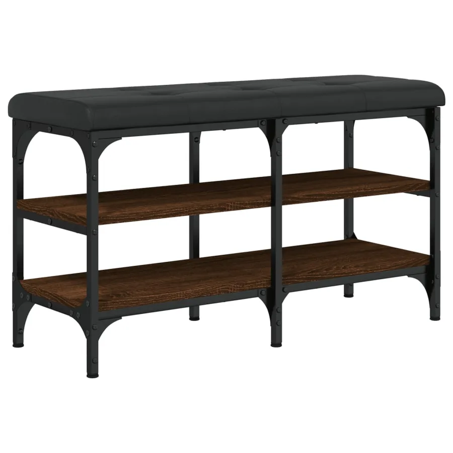 Banc à chaussures chêne marron 82x32x47 cm Bois d'ingénierie - 7