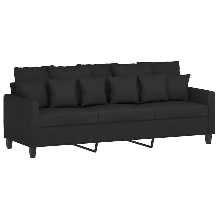 Ensemble de canapés 3 pcs avec coussins noir tissu - 3