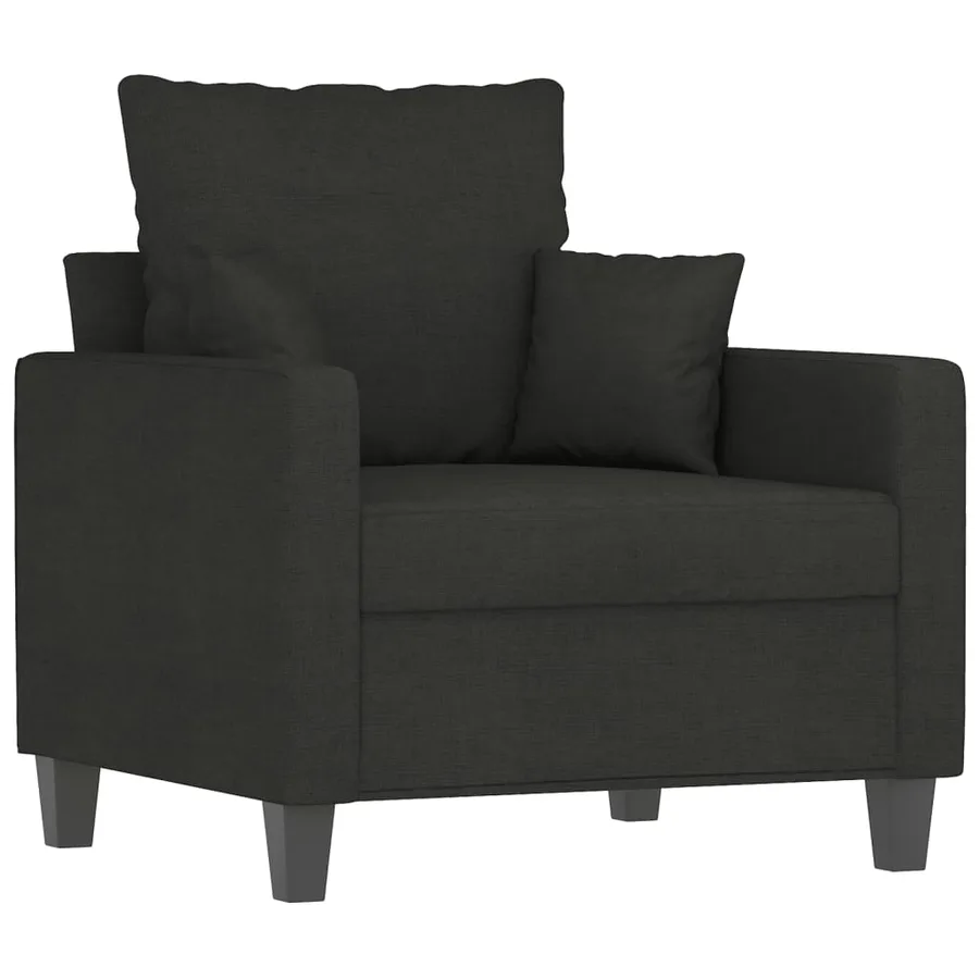 Ensemble de canapés 3 pcs avec coussins noir tissu - 4