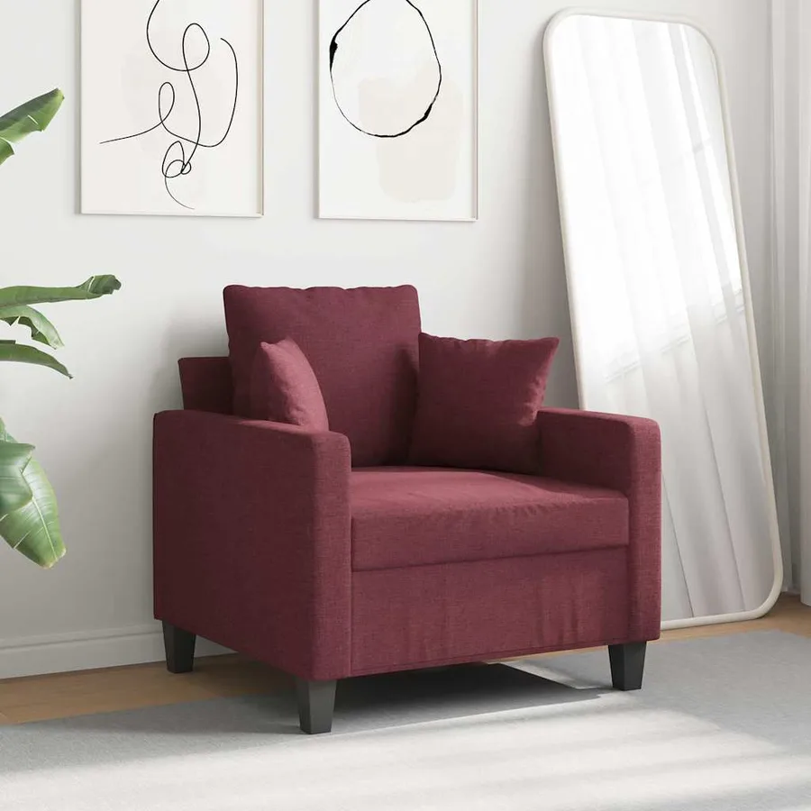 Fauteuil Rouge bordeaux 60 cm Tissu - 3