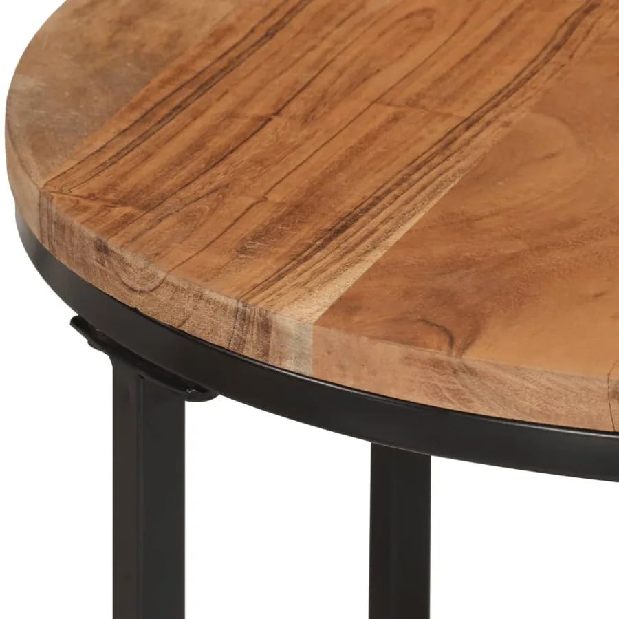 Tables basses gigognes 3 pcs bois massif d'acacia et fer - 5