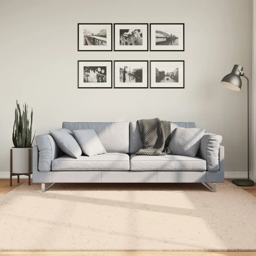 Tapis HUARTE à poils courts doux et lavable beige 200x200 cm