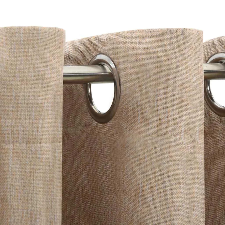 Rideaux occultants aspect lin avec œillets 2pcs beige 140x175cm - 3
