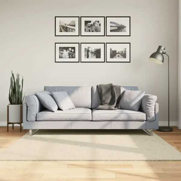 Tapis HUARTE à poils courts doux et lavable crème 160x160 cm