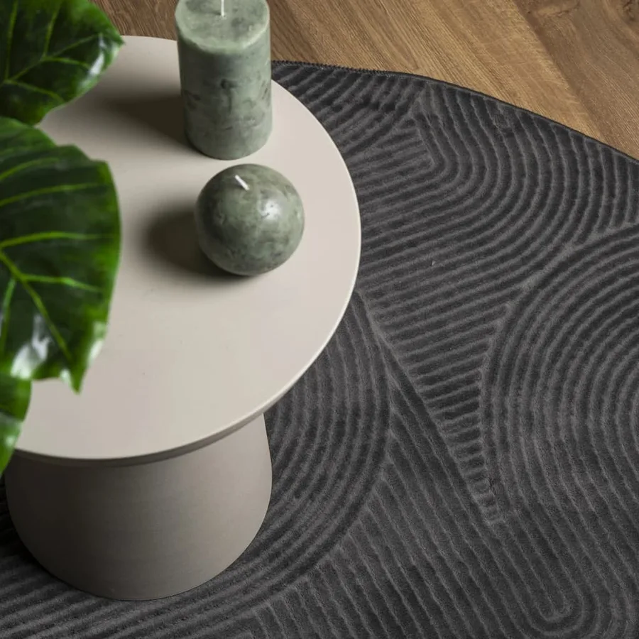 Tapis IZA poils courts style scandinave anthracite Ø 200 cm - 7