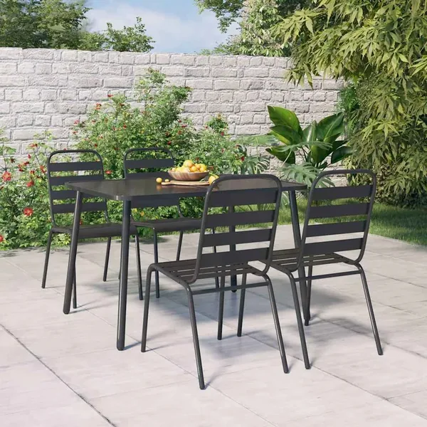 Ensemble à manger de jardin 5 pcs anthracite acier