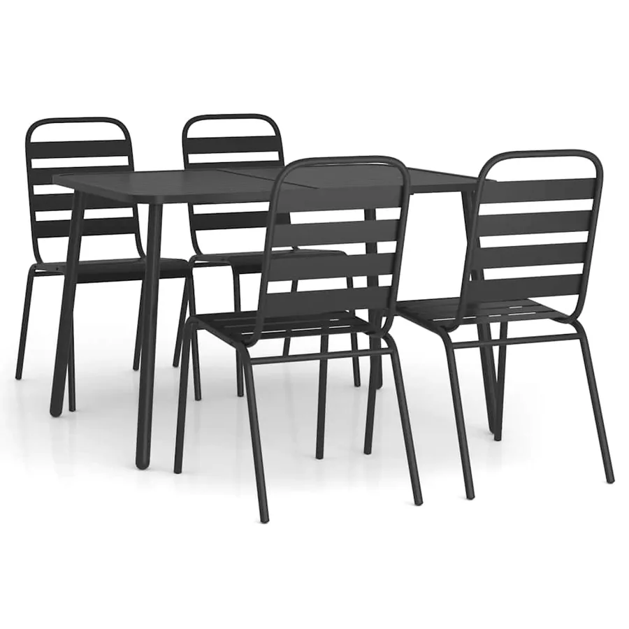 Ensemble à manger de jardin 5 pcs anthracite acier - 2
