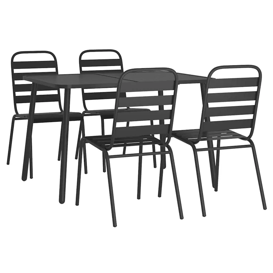 Ensemble à manger de jardin 5 pcs anthracite acier - 3