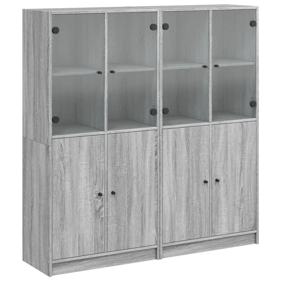 Bibliothèque avec portes sonoma gris 136x37x142 cm - 2