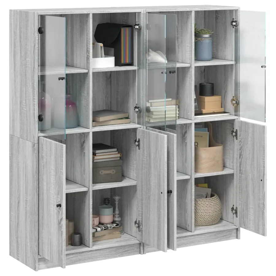Bibliothèque avec portes sonoma gris 136x37x142 cm - 4