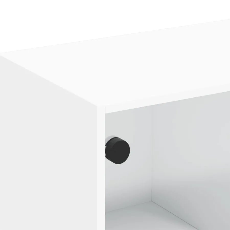 Meuble TV avec portes en verre blanc 102x37x42 cm - 10