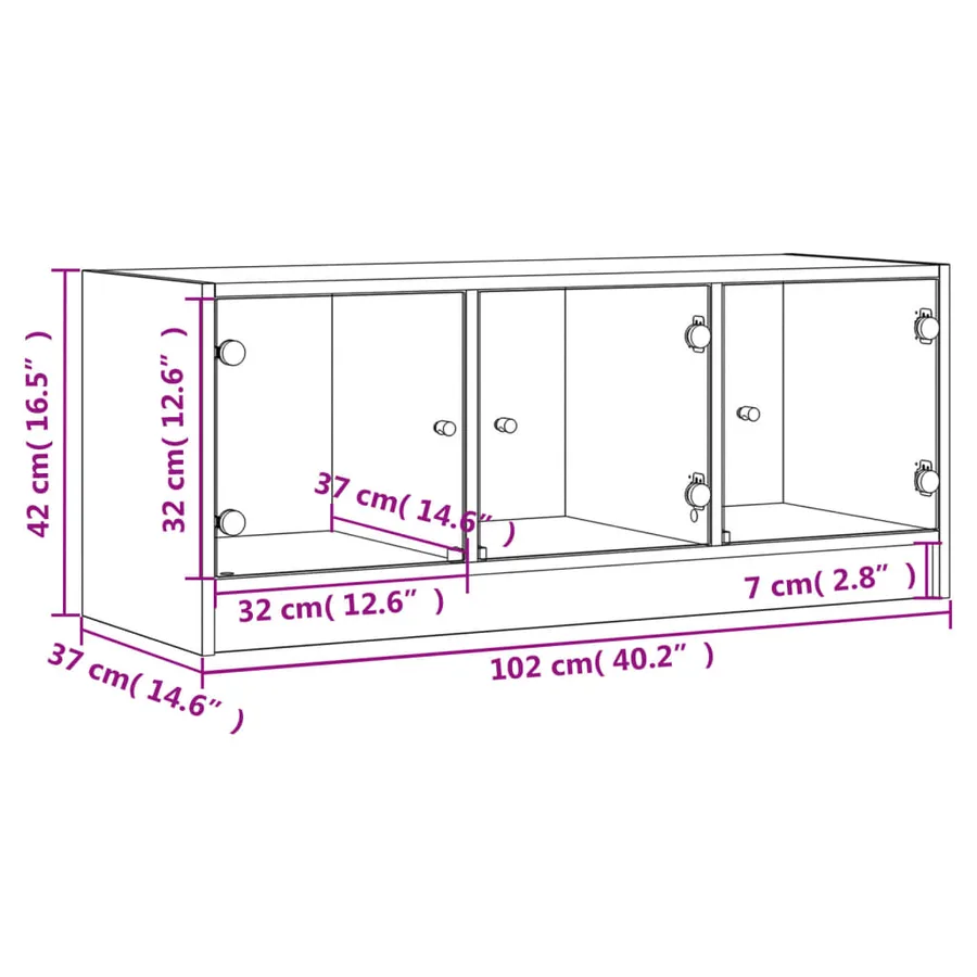 Meuble TV avec portes en verre blanc 102x37x42 cm - 12