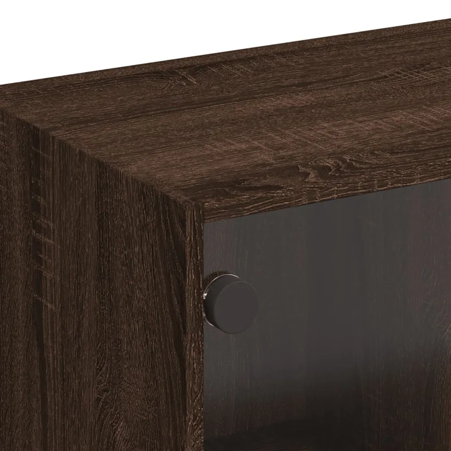 Meuble TV avec portes en verre chêne marron 102x37x42 cm - 9