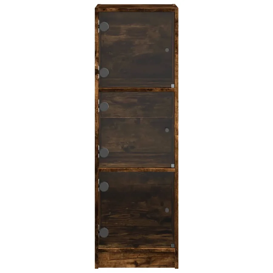 Buffet avec portes en verre chêne fumé 35x37x109 cm - 6