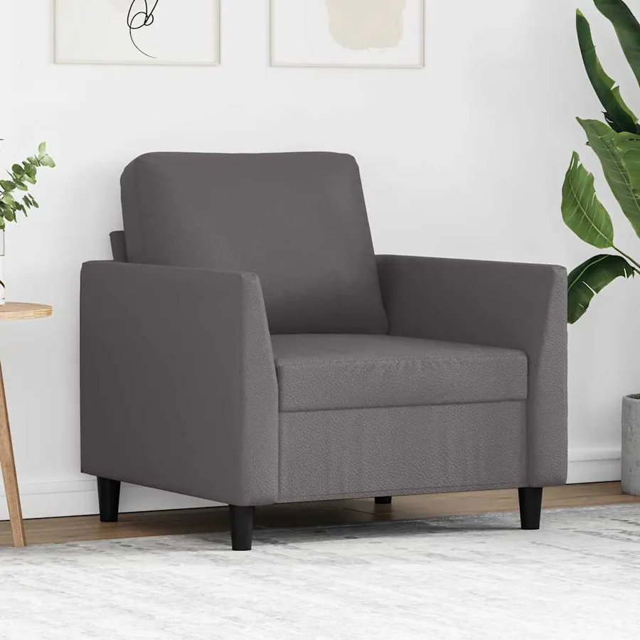 Fauteuil Gris 60 cm Similicuir