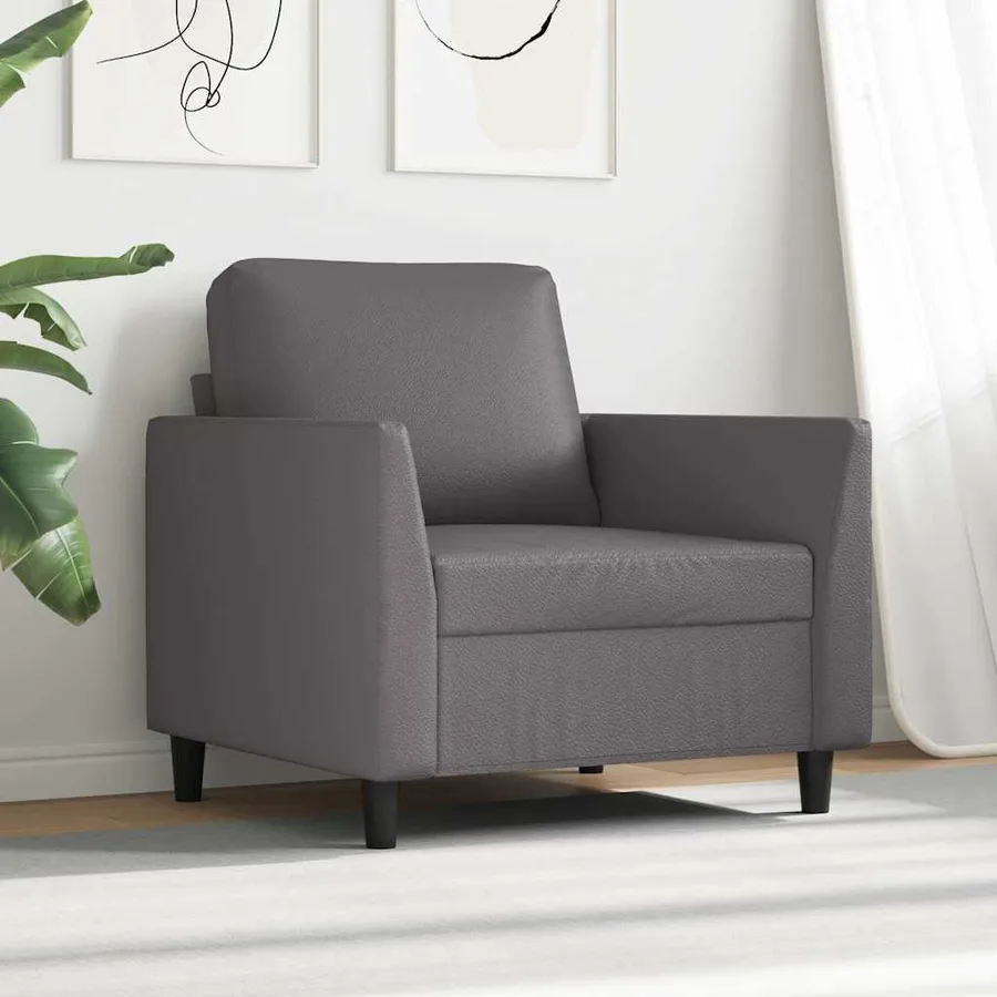 Fauteuil Gris 60 cm Similicuir - 3