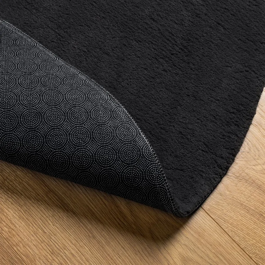 Tapis HUARTE à poils courts doux et lavable noir Ø 200 cm - 5
