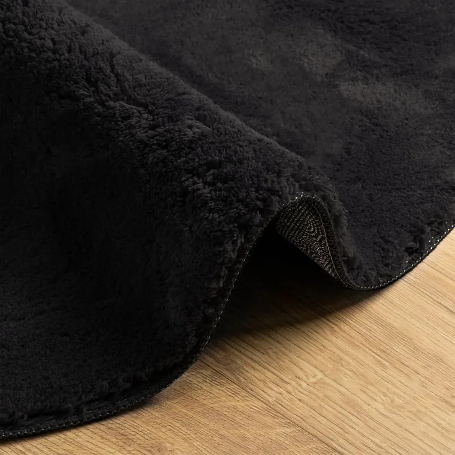Tapis HUARTE à poils courts doux et lavable noir Ø 200 cm - 6