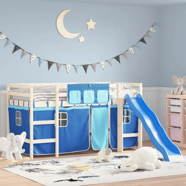 Rideaux pour lit mezzanine bleu polyester