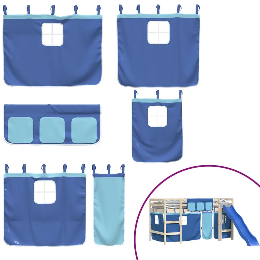 Rideaux pour lit mezzanine bleu polyester - 2